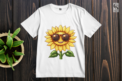 Cute Kawaii Sunflower with Sunglasses Cartoon Clipart PNG Product Image 3