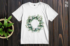 Eucalyptus Cotton Wreath Clipart PNG Product Image 3