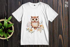 Watercolor Floral Owl Clipart Sublimation PNG Product Image 3