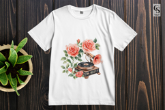 Vintage Gramophone Floral Clipart Sublimation PNG Product Image 3