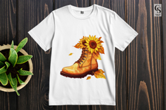 Watercolor Sunflower Boots Autumn Floral Clipart Product Image 2