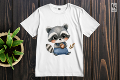 Cute Baby Raccoon in Overalls Clipart Sublimation PNG Product Image 2