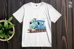 Cute Kawaii Train Cartoon Locomotive Bundle clipart PNG Product Image 3