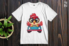 Cute Chicken Driving Car Clipart PNG Product Image 2