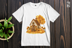Autumn Pumpkin Sunflower House Basket Clipart PNG Product Image 2