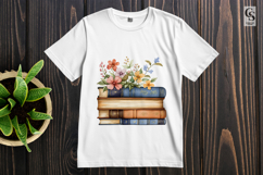 Vintage Books with Flowers Sublimation Clipart Product Image 2