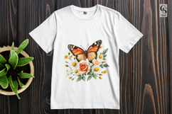 Orange Butterfly Floral Clipart PNG Set Product Image 3