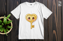 Cute Heart Key Clipart PNG Product Image 3