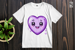 Cute Kawaii Purple Heart Face Clipart Sublimation PNG Product Image 2