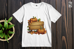 Autumn Wooden Sign with Pumpkins Clipart PNG Product Image 2
