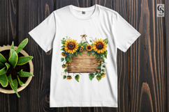 Rustic Sunflower Wooden Sign Clipart PNG Product Image 2