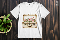 Vintage Suitcase with Roses Clipart Sublimation PNG Product Image 3