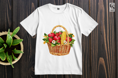 Autumn Harvest Basket Clipart with Apples and Corn Product Image 2