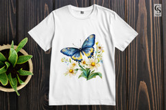 Blue Butterfly Yellow Flower Clipart Sublimation PNG Product Image 3