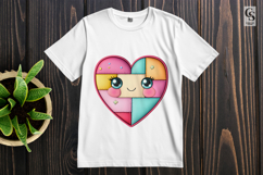 Cute Kawaii Patchwork Heart Clipart Sublimation PNG Product Image 2