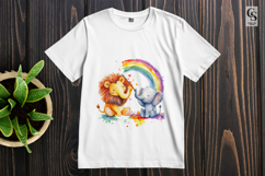 Cute Elephant and Lion with Rainbow Clipart Sublimation PNG Product Image 3