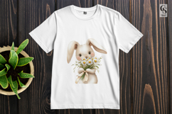 Cute Bunny With Flowers Clipart Sublimation PNG Product Image 3