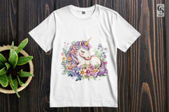 Floral Pastel Unicorn Clipart Sublimation PNG Product Image 3