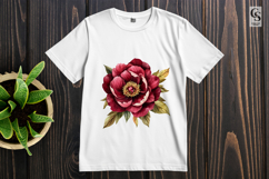 Dark Red Peony Flower Clipart PNG Product Image 3