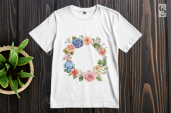 Blue Hydrangea Floral Wreath Clipart Sublimation PNG Product Image 3