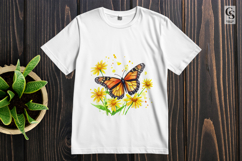 Monarch Butterfly with Flowers Clipart Sublimation PNG Product Image 3