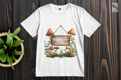 Rustic Mushroom Wooden Sign Clipart PNG Product Image 2