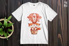 Cute Fox Couple Hot Air Balloon Clipart Sublimation Product Image 2