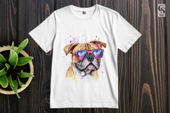 Bulldog with Sunglasses Watercolor PNG Clipart Product Image 3