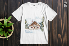 Winter Mountain Cabin Clipart Sublimation PNG Product Image 3
