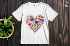 Watercolor Floral Heart Sublimation PNG Clipart Product Image 2