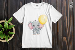 Cute Baby Elephant with Balloon Clipart Sublimation PNG Product Image 2