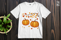 Autumn Pumpkin with Leaves Clipart PNG Product Image 2
