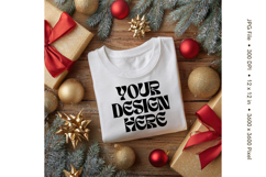 Christmas T-shirt Mockups Bella and Canvas Top View_92 Product Image 1