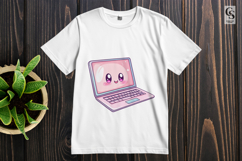 Cute Kawaii Laptop with Smiling Face Clipart Sublimation PNG Product Image 3