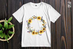 Sunflower Lavender Floral Wreath Clipart PNG Product Image 3
