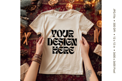 Christmas T-shirt Mockups Bella and Canvas Top View_96 Product Image 1