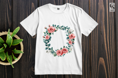 Pink Rose Wreath Clipart Sublimation PNG Product Image 3