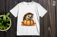 Autumn Hedgehog with Pumpkins Clipart Sublimation PNG Product Image 2