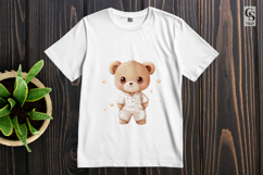 Cute Teddy Bear in Pajamas Clipart PNG Product Image 3