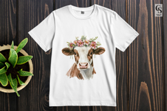 Cow with Floral Crown Clipart Sublimation PNG Product Image 3