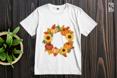 Autumn Pumpkin Sunflower Wreath Clipart Sublimation PNG Product Image 2