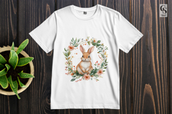Rabbit with Floral Wreath Clipart Sublimation PNG Product Image 3
