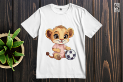 Cute Baby Lion with Soccer Ball PNG Clipart Product Image 3
