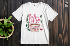 Watercolor But First Coffee Floral Mug Clipart Product Image 3