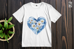 Crystal Heart Daisy Flowers Clipart Sublimation PNG Product Image 2