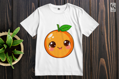 Cute Kawaii Orange Fruit with Smiling Face Clipart PNG Product Image 3