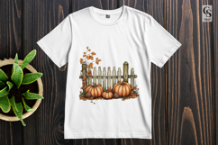Rustic Pumpkin Fence Clipart PNG Product Image 2