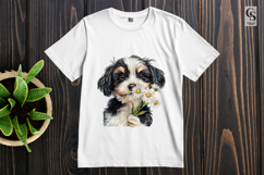 Cute Dog with Flowers Clipart Sublimation PNG Product Image 3