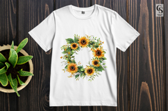 Watercolor Sunflower Wreath Clipart Sublimation PNG Product Image 3