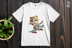 Cute Cartoon Cat on Skateboard Clipart Sublimation PNG Product Image 2